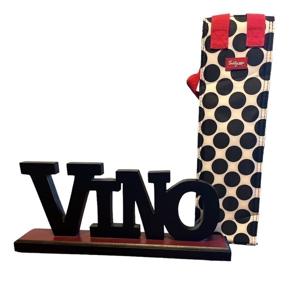 Thirty One wine bag insulated with handles & VINO wooden self standing sign